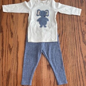 oh baby! | Ragdoll Elephant Long Sleeve Cream Tee Mixed Two Piece Set 6-12 month